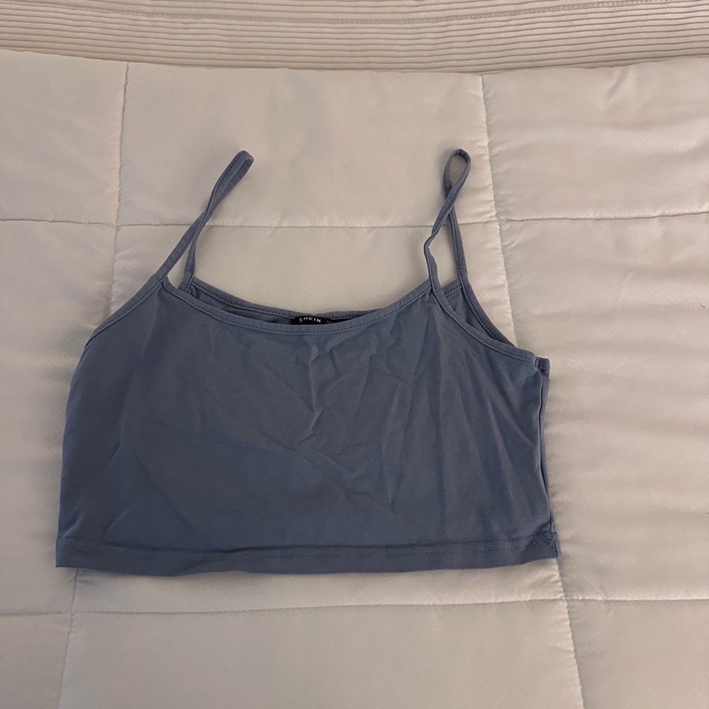 Blue Spaghetti Strap Crop Top